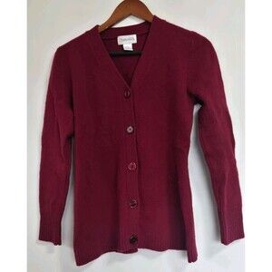 Chadwicks Cardigan Mens M Red 100% Wool Sweater Button Grandpa Casual Preppy